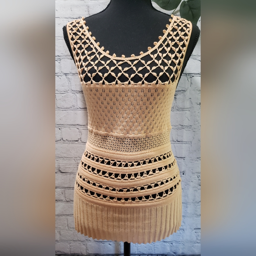Catherine Malandrino Tangerine Color Crochet Top